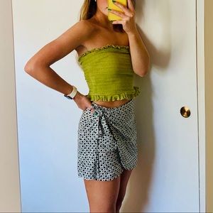 Lime Stretchy Tube Top Ruffled Urban Outfitters